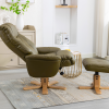 Dubai Recliner Chair & Footstool in Olive Green Plush 
